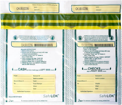 SafeLok Horizontal Twin Deposit Bag, 13.5" x 10", Pack of 100 Bags, 585095