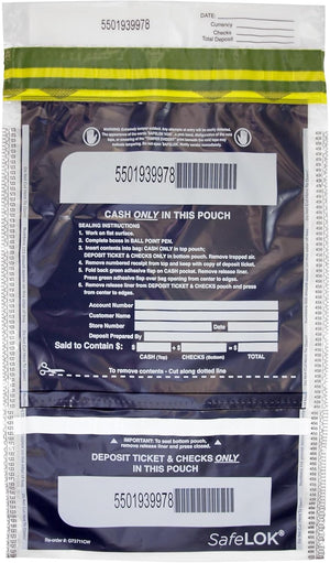 SafeLok Vertical Twin Dual Deposit Bag, 14"x20", Case of 250 Bags, 585096CT