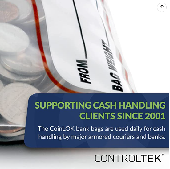 CoinLok Deposit Bag 12.5" x 25" Clear (Case of 250) 585100