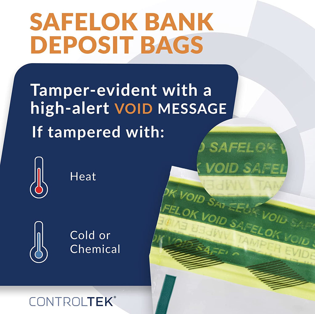 SafeLok Deposit Bag 9" X 12" White with Pocket (Case of 500) 585090