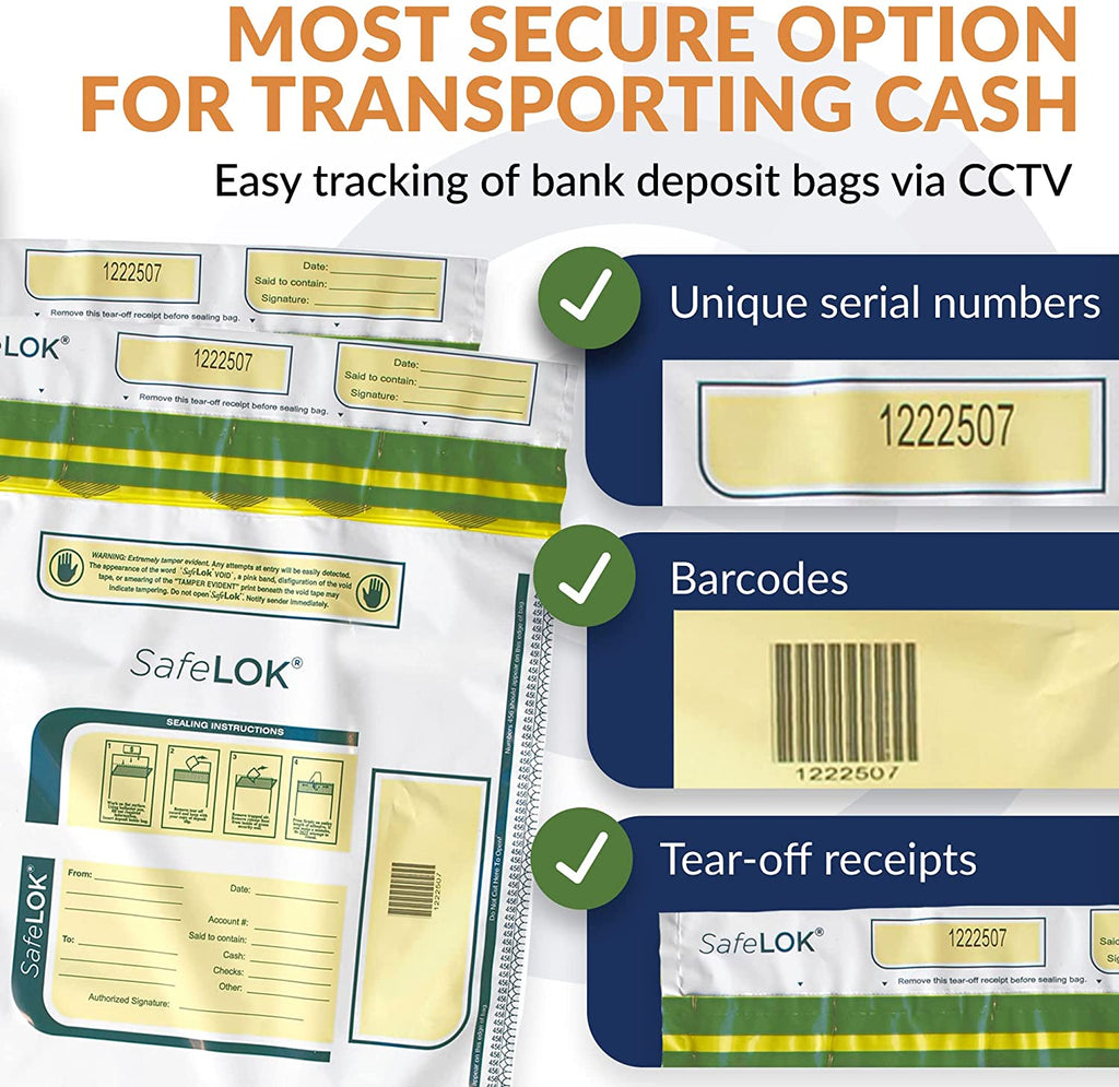 SafeLok Deposit Bag 9" X 12" Clear with Pocket (Pack of 100) 585088