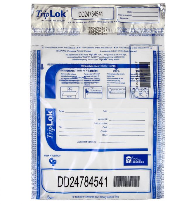 TripLok Deposit Bag 9" X 12" Clear with Pocket (Case of 500) 585030