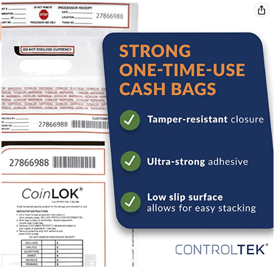 CoinLok Deposit Bag 12.5" x 25" Clear (Pack of 50) 585100 - spotlesssupply.com