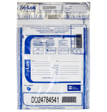 TripLok Deposit Bag 9" X 12" Clear with Pocket (Pack of 100) 585030 - spotlesssupply.com